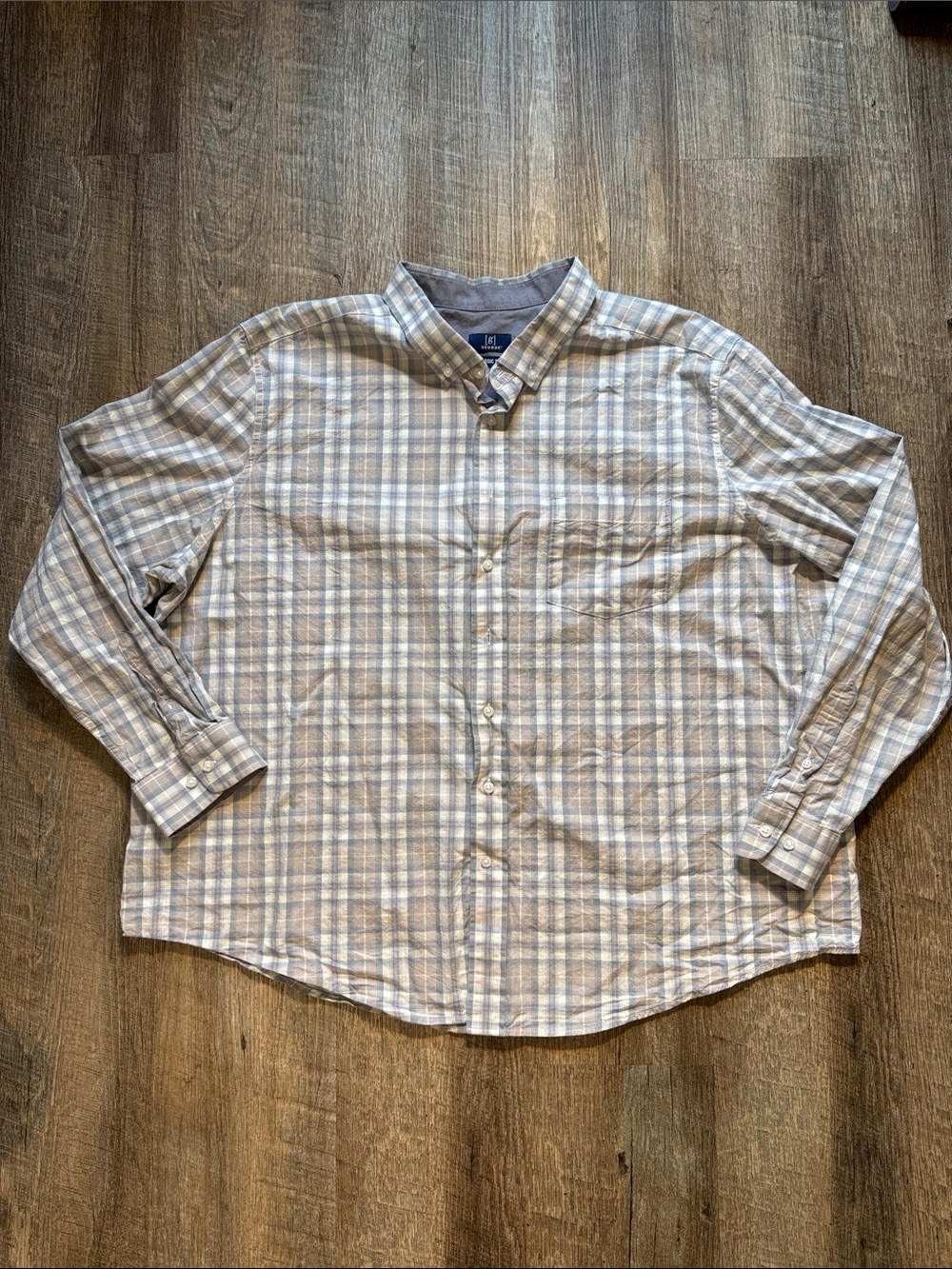 George Men's Light Blue & Gray Plaid Button-Down Shirt